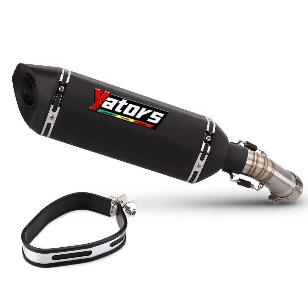 For YAMAHA FZ8N FZ8S YZF-FZ8 Exhaust Black Muffler Tips Mid Link Pipe Slip on