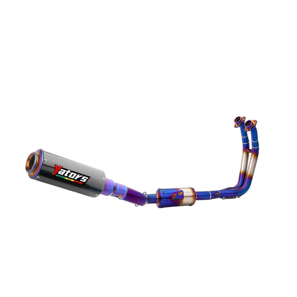 For Suzuki GSX-8S GSX-8R 24 Full System Exhaust Tips Blue Header Link Pipe 390mm