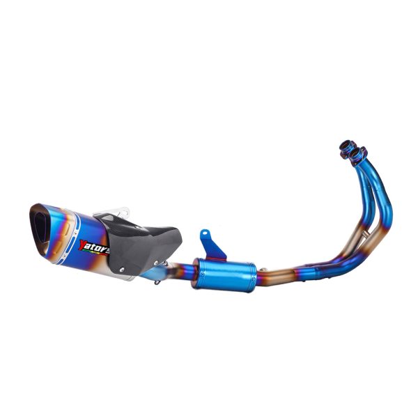 Full System Blue Exhaust Front Pipe Mufflers For Yamaha YZF R7 MT-07 2021-2023