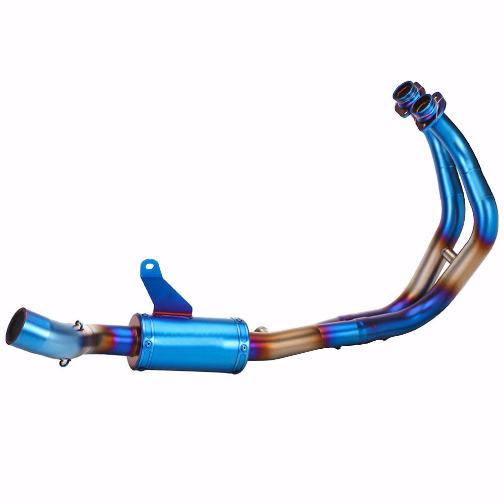 Full System Exhaust Front Pipe Mufflers BLUE For Yamaha YZF R7 MT-07 2021-2023 - Image 8