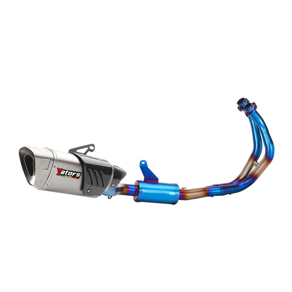 Full System Exhaust Front Pipe Mufflers BLUE For Yamaha YZF R7 MT-07 2021-2023