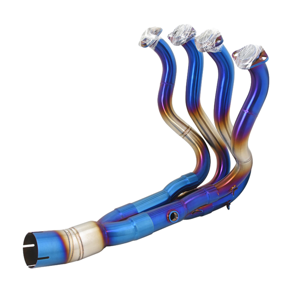 For Kawasaki Ninja ZX636 ZX6R 2009-2024 Blue System Exhaust Header Link Pipe