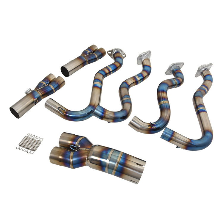 For Kawasaki Ninja ZX6R ZX636 2009-2023 Blue Exhaust Header Front Pipe Titanium - Image 3