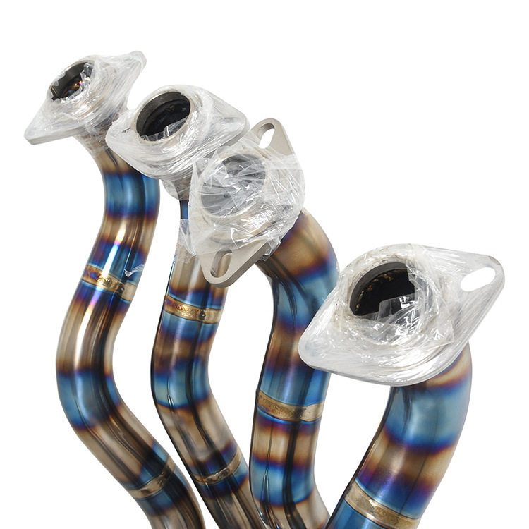 For Kawasaki Ninja ZX6R ZX636 2009-2023 Blue Exhaust Header Front Pipe Titanium - Image 4