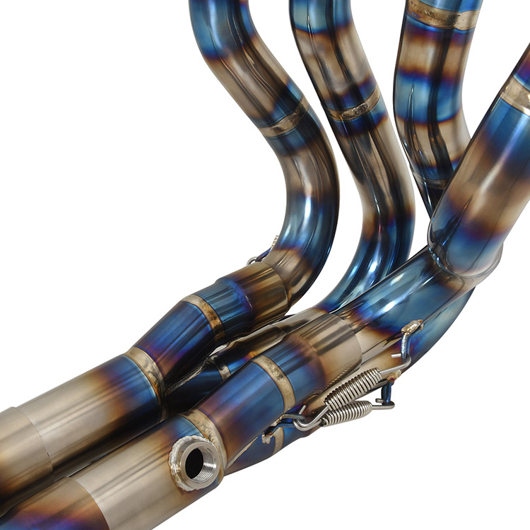 For Kawasaki Ninja ZX6R ZX636 2009-2023 Blue Exhaust Header Front Pipe Titanium - Image 5
