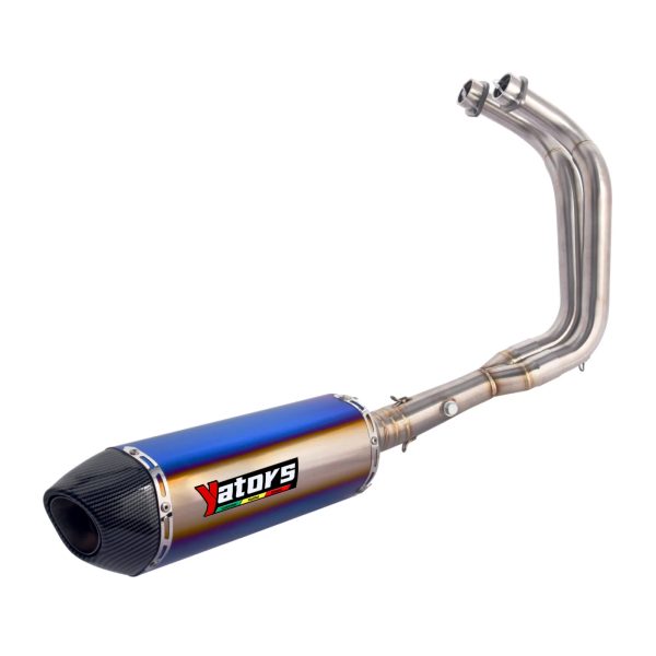 For Yamaha MT-07 FZ07 Tracer YZF R7 Blue Muffler Exhaust Front Pipe Full System