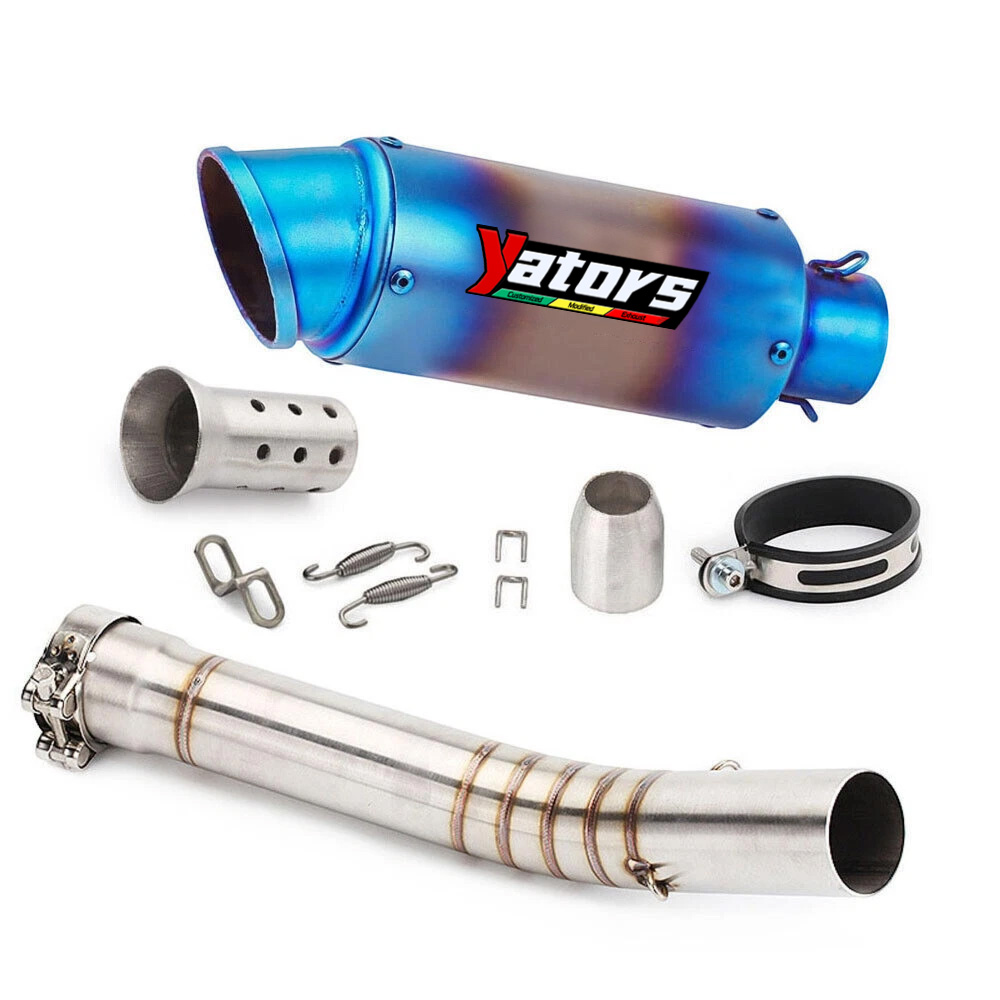 For Yamaha YZF R6 1998-2005 Slip on Muffler Black Exhaust Tips Mid Pipe System - Image 2