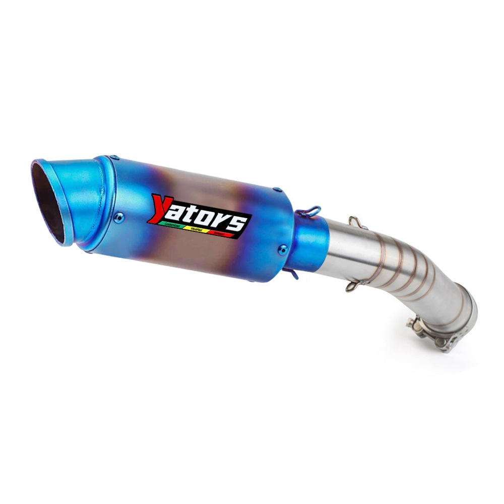 For Yamaha YZF R6 1998-2005 Slip on Muffler Black Exhaust Tips Mid Pipe System