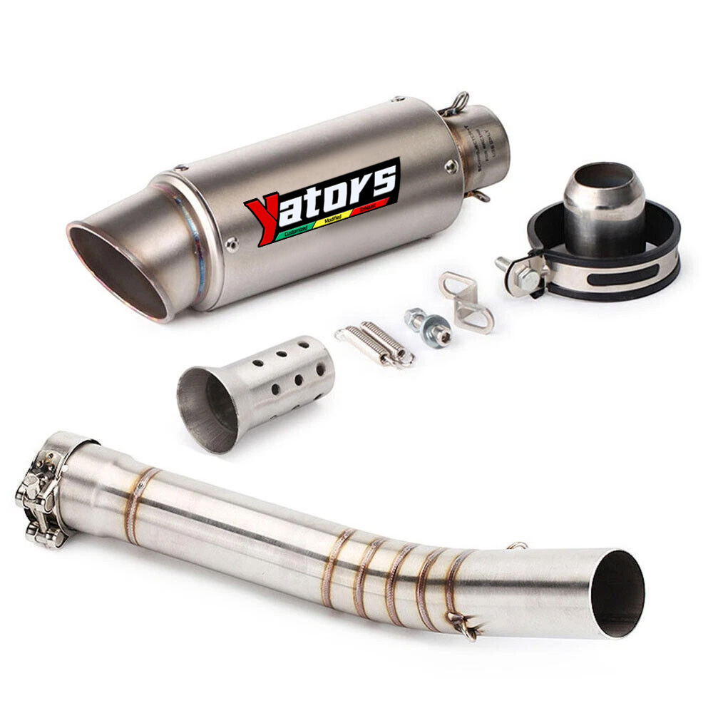 For Yamaha YZF R6 1998-2005 Slip on Muffler Black Exhaust Tips Mid Pipe System - Image 3