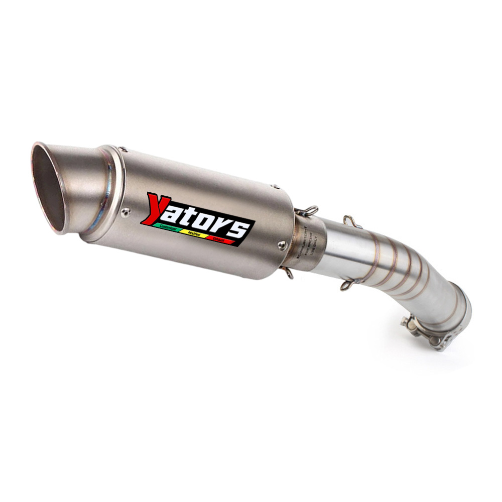 For Yamaha YZF R6 1998-2005 Slip on Muffler Black Exhaust Tips Mid Pipe System