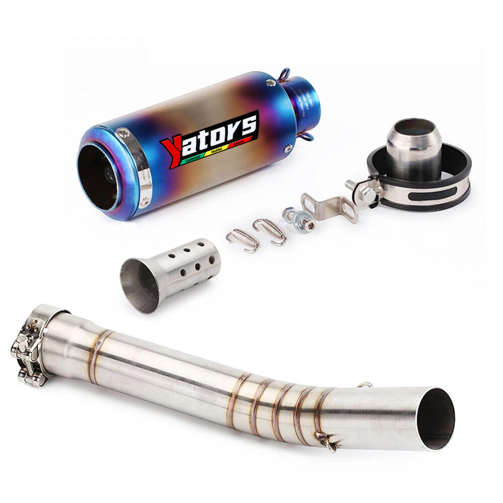 For Yamaha YZF R6 1998-2005 Slip on Muffler Black Exhaust Tips Mid Pipe System - Image 3