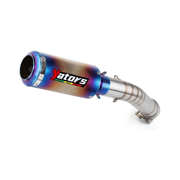 For Yamaha YZF R6 1998-2005 Slip on Muffler Black Exhaust Tips Mid Pipe System