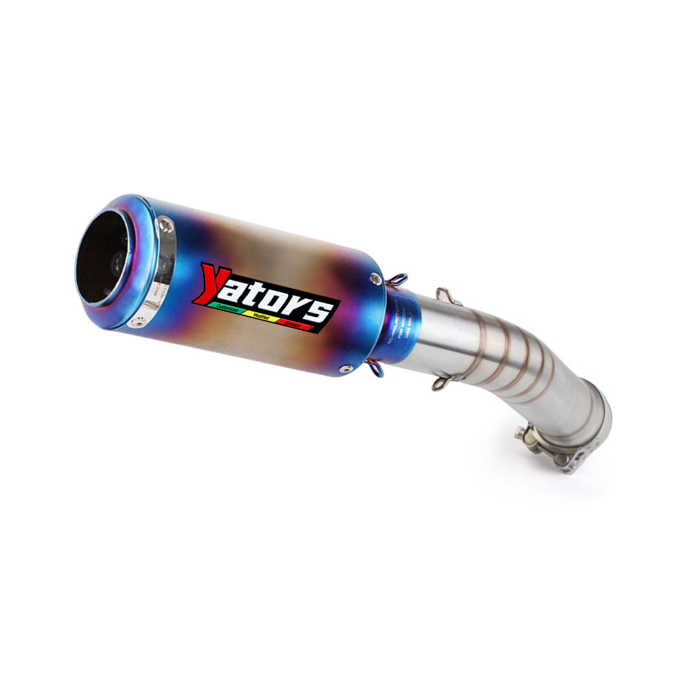 For Yamaha YZF R6 1998-2005 Slip on Muffler Black Exhaust Tips Mid Pipe System