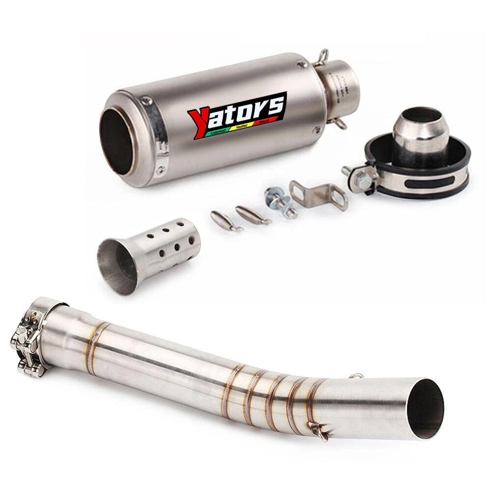 For Yamaha YZF R6 1998-2005 Slip on Muffler Black Exhaust Tips Mid Pipe System - Image 4